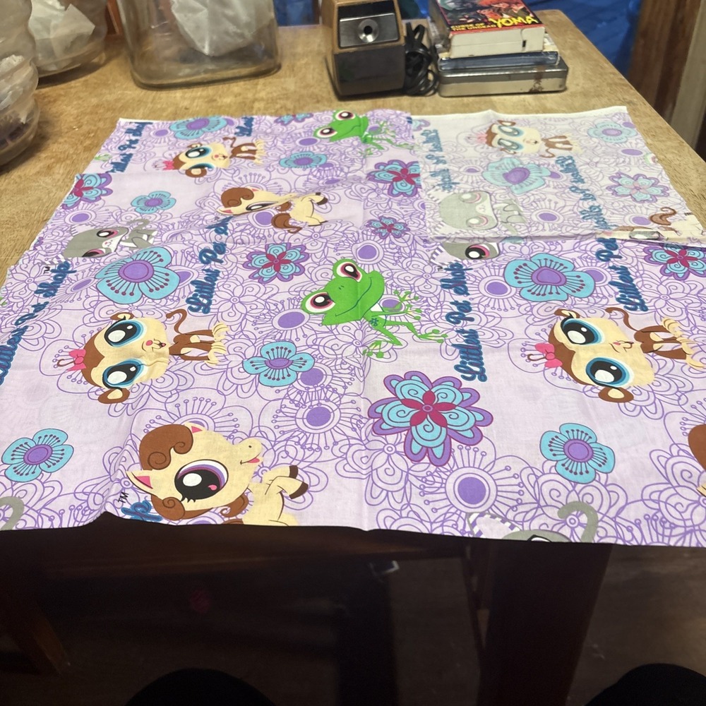 Littlest Pet Shop Fun Fabric Purple Cotton Blend 1/2 Yard Character Print
